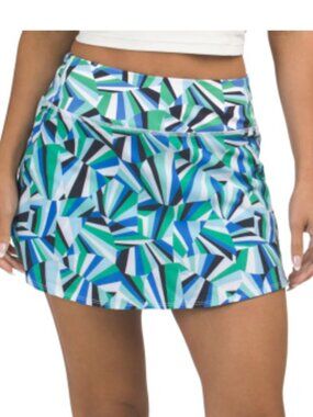Addison Bay Sport Light Everyday Skort Blue Green Geo Print NWT Size S